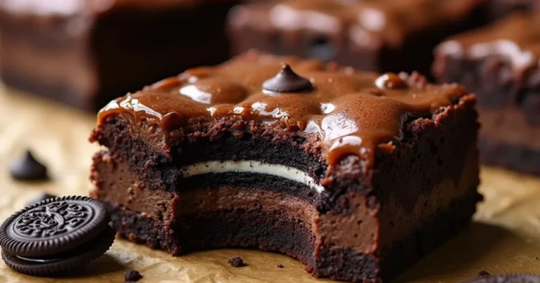 a brownie with a layer of chocolate and a layer of chocolate