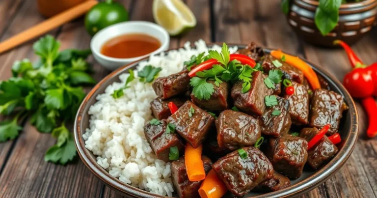 a bowl of food with rice and meat