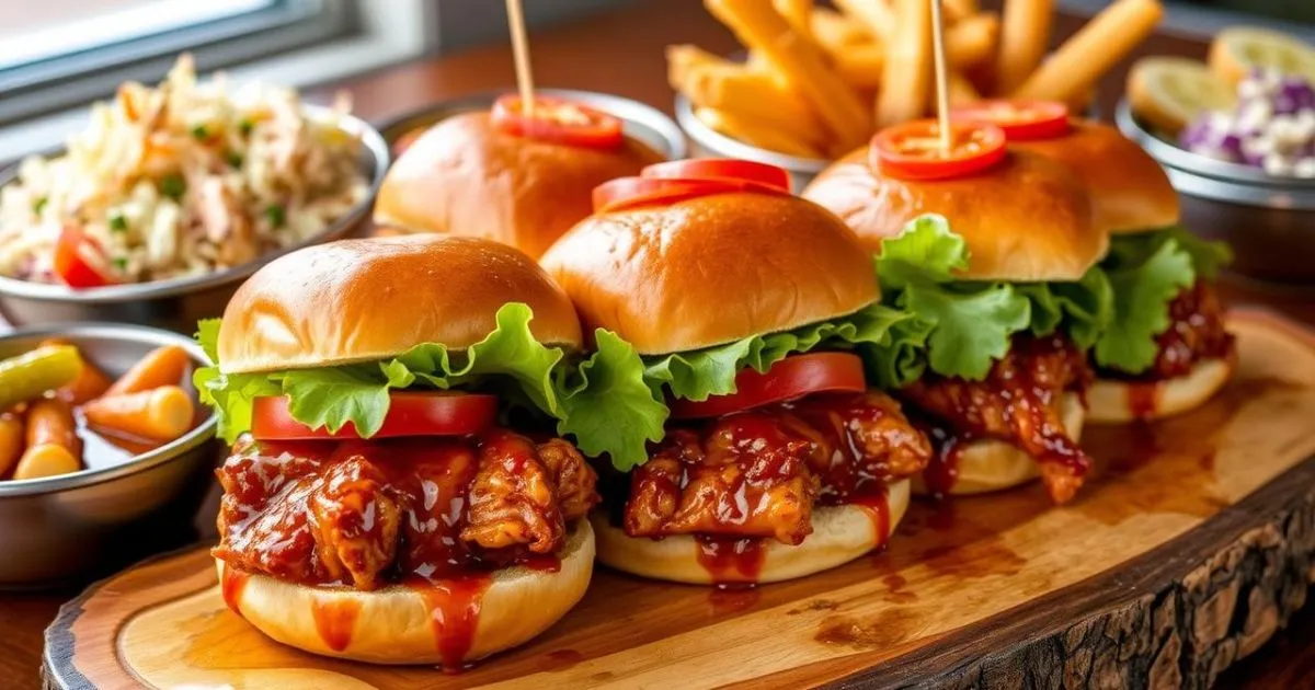 a group of sandwiches on a wooden board